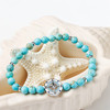 Sterling Silver Compass Stretch Bracelet with Turquoise Beads