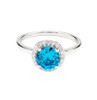 Sterling Silver Aquamarine CZ Halo Ring