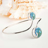 Sterling Silver Crystal Wave By Pass Bangle