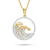 14kt Gold Wave Necklace with Lab-Grown Diamonds Frame