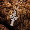 Sterling Silver White and Green CZ Celtic Cross Pendant