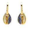 14k Gold Vermeil Blue Lab Grown Sapphire Cowrie Shell Earrings