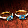 14kt Gold Vermeil Blue Topaz and White Enamel Earrings