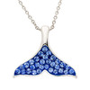 Sterling Silver Pearl Whale Tail Necklace with Sapphire Crystals