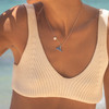 Sterling Silver Pearl Whale Tail Necklace with Sapphire Crystals