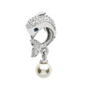 Pearl &amp; Crystal Dolphin Charm Bead With Crystals