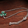 Sterling Silver Shamrock with Malachite Bracelet
