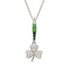 Sterling Silver Shamrock Necklace with Green and White CZ