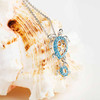 Sterling Silver Aqua Crystal Turtle Necklace