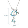 Sterling Silver Aqua Crystal Turtle Necklace