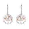 Sterling Silver Celtic Tree of Life Earrings with Enamel Cubic Zirconia and Rose Gold Detail