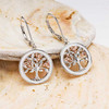 Sterling Silver Celtic Tree of Life Earrings with Enamel Cubic Zirconia and Rose Gold Detail