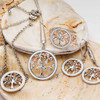 Sterling Silver Celtic Tree of Life Earrings with Enamel Cubic Zirconia and Rose Gold Detail