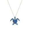 Sterling Silver Blue Enamel Sea Turtle Necklace