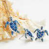 Sterling Silver Blue Enamel Sea Turtle Necklace