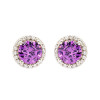 Sterling Silver Amythest CZ Halo Earrings