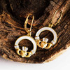14kt Gold Vermeil Mother of Pearl Claddagh Earrings with White Cubic Zirconia