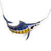 Sterling Silver Blue and Yellow Enamel Marlin Fish Necklace