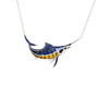 Sterling Silver Blue and Yellow Enamel Marlin Fish Necklace