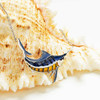 Sterling Silver Blue and Yellow Enamel Marlin Fish Necklace