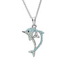 Aqua Trinity Dolphin Necklace with Crystals