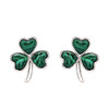 Sterling Silver Malachite Celtic Shamrock Earrings