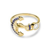 14kt Gold Lab Sapphire and Diamond Anchor Ring