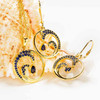 14k Gold Vermeil Blue Lab Grown Sapphire Wave Earrings