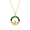 14kt Gold Lab Grown Diamond Malachite Claddagh Necklace