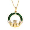 14kt Gold Lab Grown Diamond Malachite Claddagh Necklace