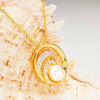 14KT Gold Vermeil Pearl Wave Necklace with White Cubic Zirconia
