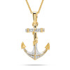 14kt Gold Lab-Grown Diamond Nautical Anchor Necklace
