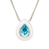 Sterling Silver Aqua CZ with white Enamel Necklace