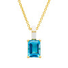 14kt Gold Vermeil Blue Topaz and White Enamel Necklace