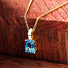 14kt Gold Vermeil Blue Topaz and White Enamel Necklace