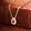 14kt Gold Vermeil Genuine Amythest Halo Necklace