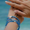 Sterling Silver Blue Agate Sand Dollar Stretchy Bracelet