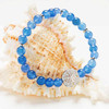 Sterling Silver Blue Agate Sand Dollar Stretchy Bracelet