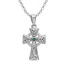 Platinum Plated Green/White Cross Pendant Swarovski