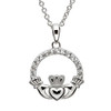 Sterling Silver Claddagh White Crystal Pendant Swarovski