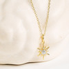 14kt Gold Vermeil white Sapphire Sun Necklace