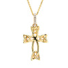 14kt Gold Lab Grown Diamond on Bail Celtic Cross Necklace