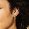 Green Mother & Baby Turtle Earrings With Crystals