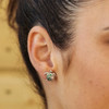 Green Mother & Baby Turtle Earrings With Crystals