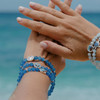 Sterling Silver Blue Agate Compass Stretchy Bracelet With Crystals