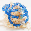 Sterling Silver Blue Agate Compass Stretchy Bracelet With Crystals