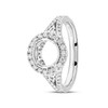 14kt White Gold Round Halo Trinity Mount Only Engagement Ring