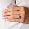 14kt White Gold Round Halo Trinity Mount Only Engagement Ring