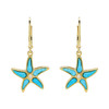 14K Gold Vermeil Starfish Earrings Turquoise and Lab Sapphire