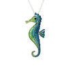 Sterling Silver Blue Enamel and CZ Seahorse Necklace